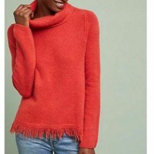 Anthropologie Aurora orange Raw Edge Turtleneck